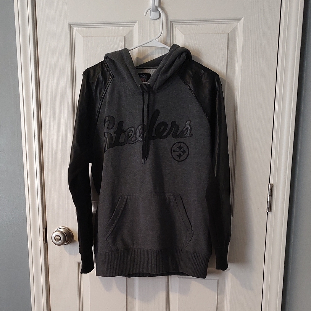 NFL Gray Pittsburgh Steelers Sweatshirt Hoodie - Picture 1 of 10